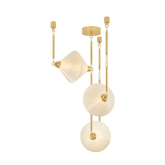 Corbett Lighting Solara 3Lt Chandelier, Polished Brass/Seeded Cloud - 555-32-VPB