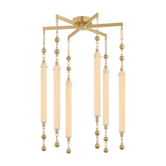Corbett Parigi 6 Light Chandelier, Vintage Brass/Clear Cloud Seeded - 568-28-VB