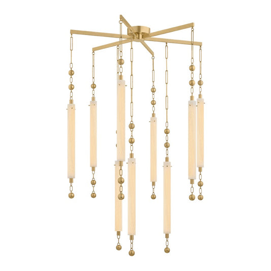 Corbett Parigi 9 Light Chandelier, Vintage Brass/Clear Cloud Seeded - 568-39-VB