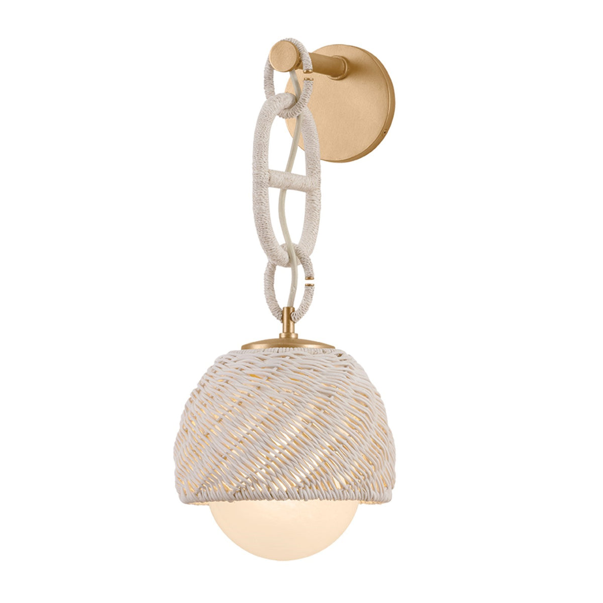 Corbett Lighting Piasu 9in 1-Light Wall Sconce | Natural Vogue Champagne Leaf and Cloud Glass | Bedroom & Hallway Accent Light | Model 576-01-CPL