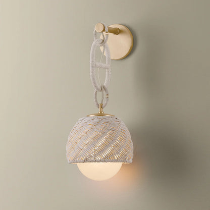Corbett Lighting Piasu 9in 1-Light Wall Sconce | Natural Vogue Champagne Leaf and Cloud Glass | Bedroom & Hallway Accent Light | Model 576-01-CPL
