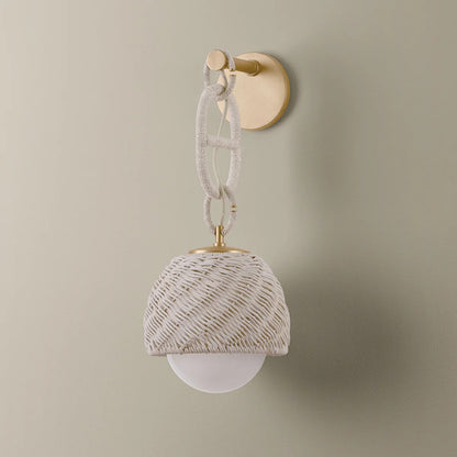 Corbett Lighting Piasu 9in 1-Light Wall Sconce | Natural Vogue Champagne Leaf and Cloud Glass | Bedroom & Hallway Accent Light | Model 576-01-CPL