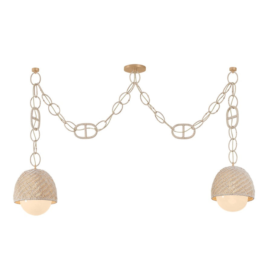 Corbett Lighting Piasu 2 Light Linear, Champagne Leaf/Cloud - 576-02-CPL
