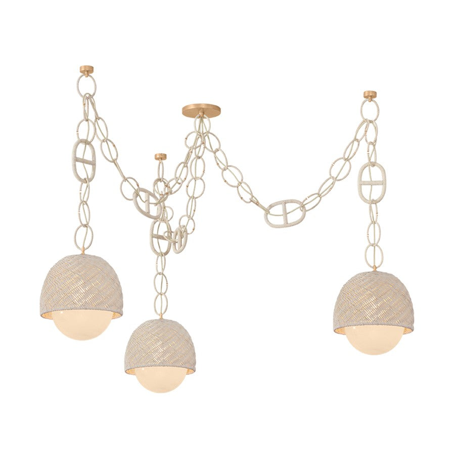 Corbett Lighting Piasu 3 Light Chandelier, Champagne Leaf/Cloud - 576-68-CPL