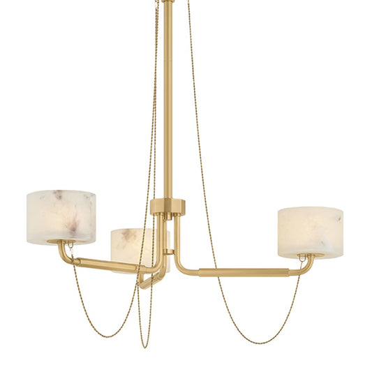 Corbett Lighting Bunda 3 Light Chandelier, Vintage Brass/Alabaster - 578-31-VB