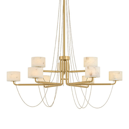 Corbett Lighting Bunda 9 Light Chandelier, Vintage Brass/Alabaster - 578-47-VB