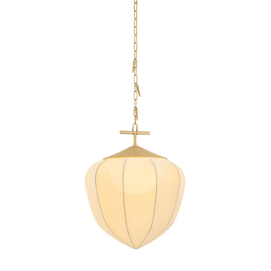 Corbett Lighting Hoshi 1 Light 21" Pendant, Vintage Brass/Silk - 580-21-VB