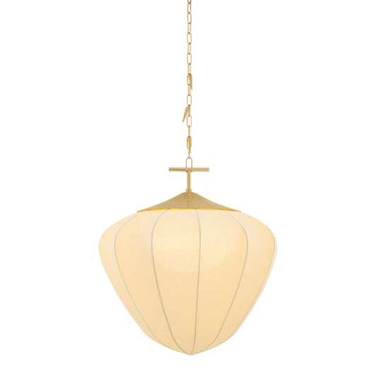 Corbett Lighting Hoshi 1 Light 28" Pendant, Vintage Brass/Silk - 580-28-VB