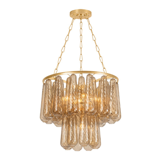 Corbett Lighting Milos 27in 5-Light Chandelier | Vogue Vintage Gold Leaf and Light Bronze Glass | Dining Room & Foyer | Model 581-27-VGL