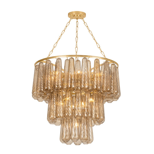 Corbett Lighting Milos 36in 11-Light Chandelier | Vogue Vintage Gold Leaf and Light Bronze Glass | Dining Room & Foyer | Model 581-36-VGL