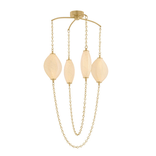 Corbett Lighting Positano 30in 4-Light Chandelier | Modern Vintage Brass and Clear Cloud Seeded Glass | Dining Room & Entryway | Model 582-30-VB