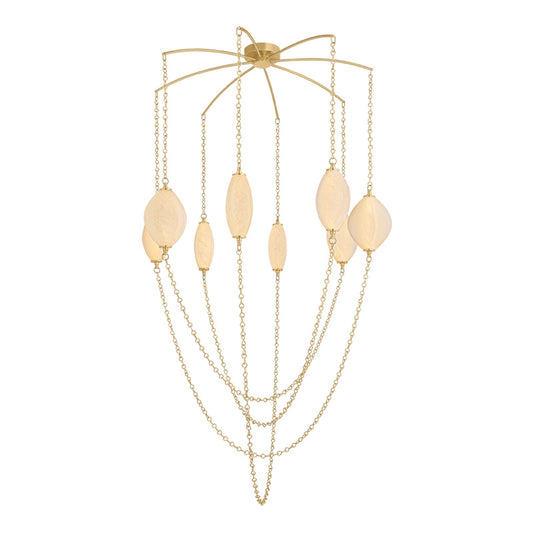 Corbett Lighting Positano 54in 8-Light Chandelier | Modern Vintage Brass and Clear Cloud Seeded Glass | Dining Room & Foyer | Model 582-54-VB