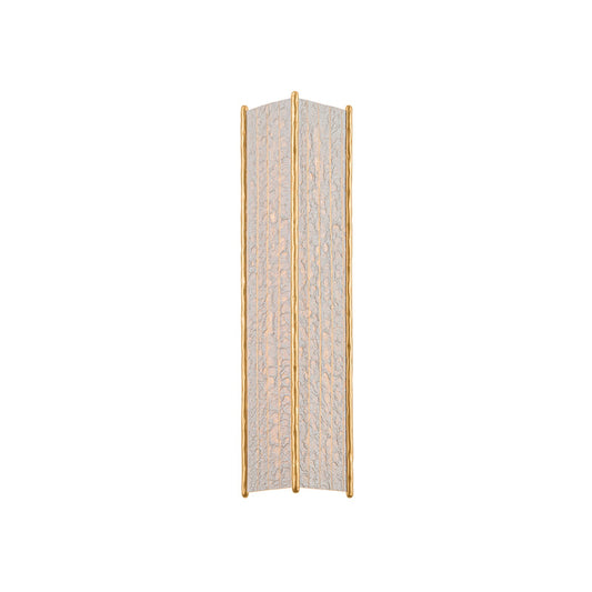 Corbett Lighting Mostar 27in 1-Light Wall Sconce | Natural Handmade Paper and Vintage Gold Leaf | Bedroom & Hallway Accent Light | Model 583-01-VGL