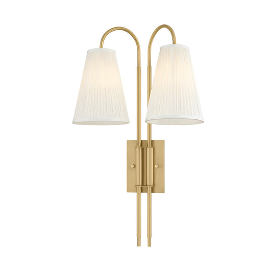 Corbett Lighting Limoges 24in 2-Light Wall Sconce | Art Nouveau Vintage Brass and Silk | Bedroom & Bathroom Vanity Light | Model 585-02-VB