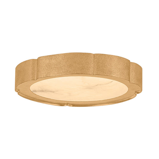 Corbett Lighting Teka 15in 1-Light Flush Mount | Natural Vintage Gold Leaf and Alabaster | Bedroom & Bathroom | 15 x 2.75 in | Model 588-15-VGL
