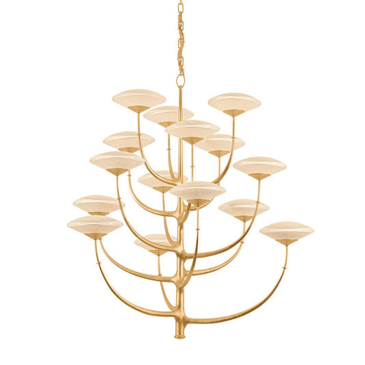 Corbett Lighting Pluro 46in 15-Light Chandelier | Natural Vintage Gold Leaf and Bianca Glass | Dining Room & Foyer | 46 x 45 in | Model 589-46-VGL