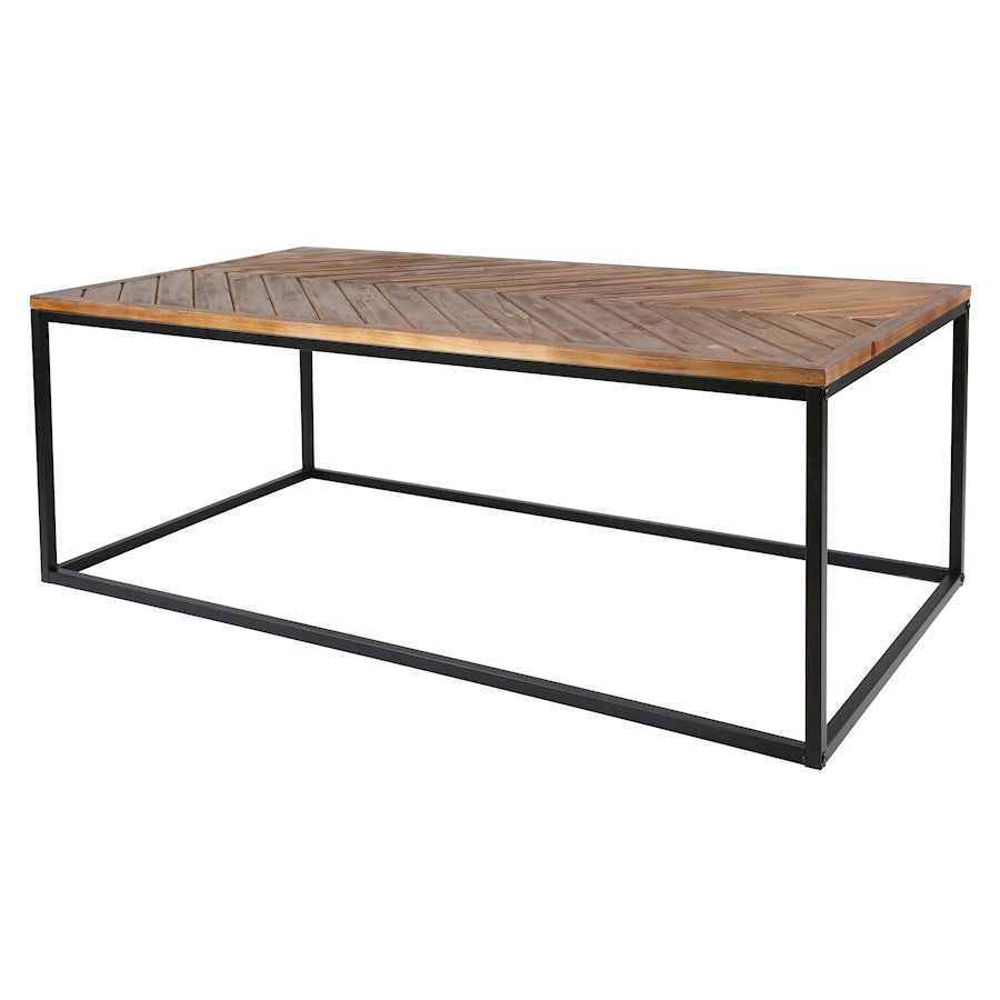 Canarm Weston 47in Rectangular Coffee Table | Brown Wood & Black Metal | Living Room Centerpiece | 47 x 24 x 18 in | Model 203301-03