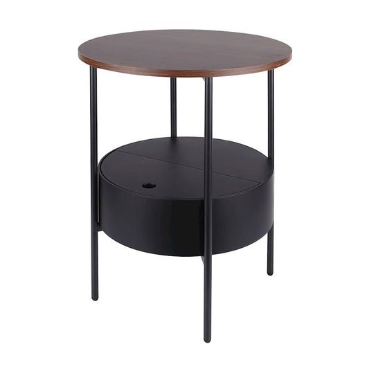 Canarm Hutton Side Table | Brown/Black Metal & Faux Wood | Patio & Living Room Accent Table | 19 x 19 x 22 in | Model 203494-04TZ