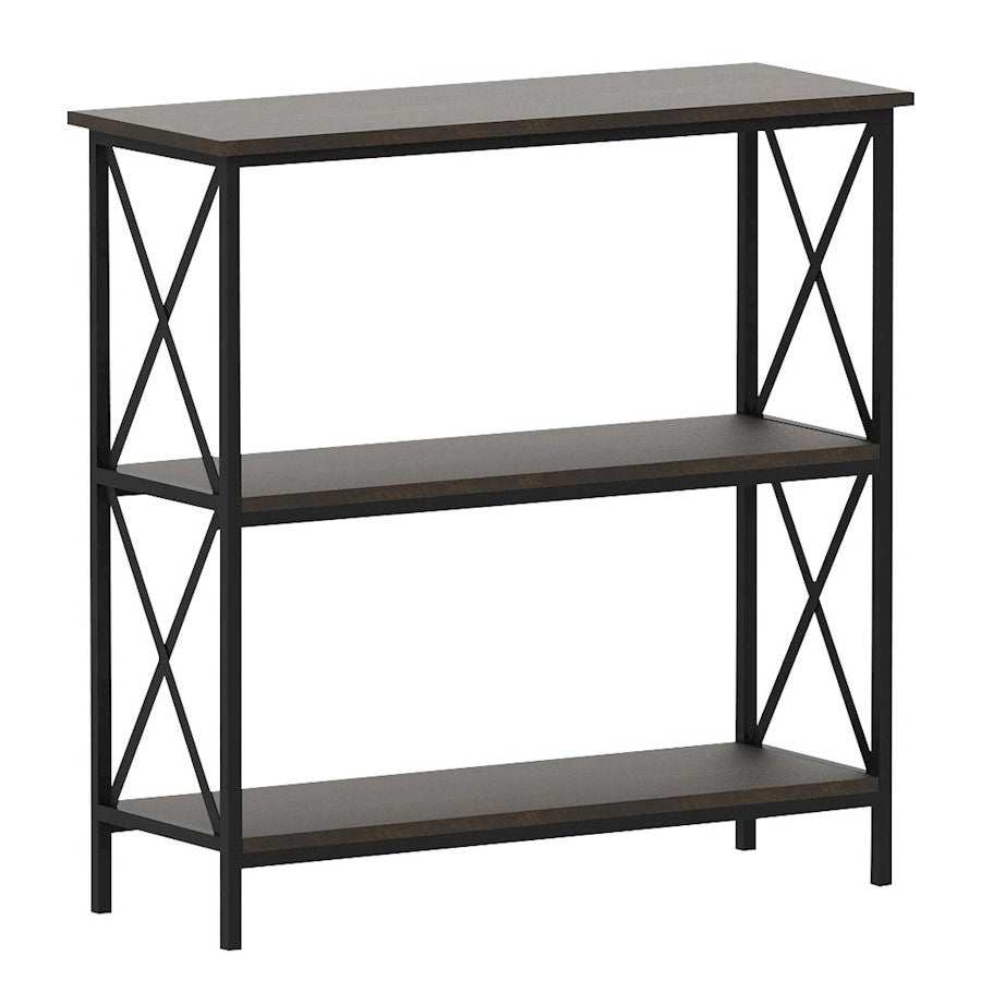 Canarm Fletcher Console Table | Brown/Black Metal & Faux Wood | Entryway & Hallway Accent Table | 32 x 12 x 32 in | Model 203521-02