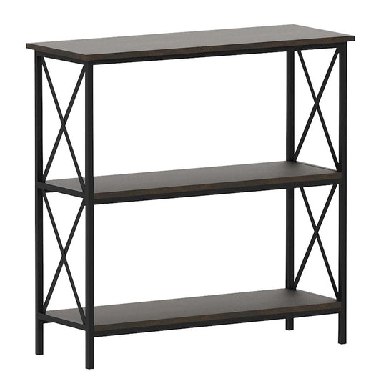 Canarm Fletcher Console Table | Brown/Black Metal & Faux Wood | Entryway & Hallway Accent Table | 32 x 12 x 32 in | Model 203521-02
