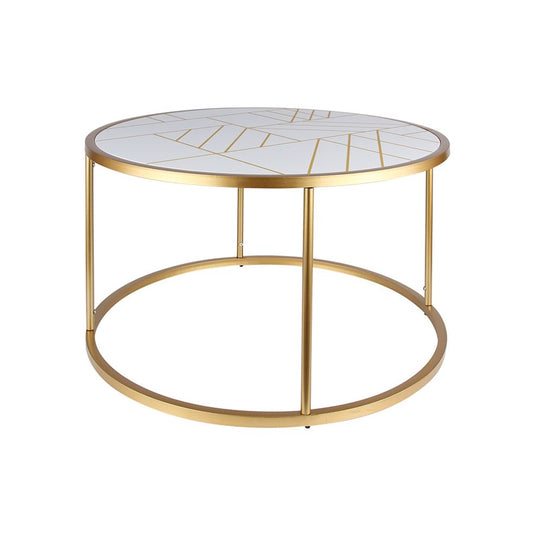 Canarm Harlo 32in Square Coffee Table | Gold and White Metal | Living Room & Family Room Centerpiece | 32 x 32 x 18 in | Model 203548-01