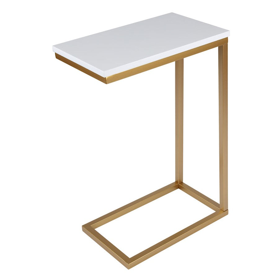 Canarm Rayna 16in Wide C Table | Gold and White Metal | Living Room & Bedroom Side Table | 16 x 10 x 24 in | Model 203596-01