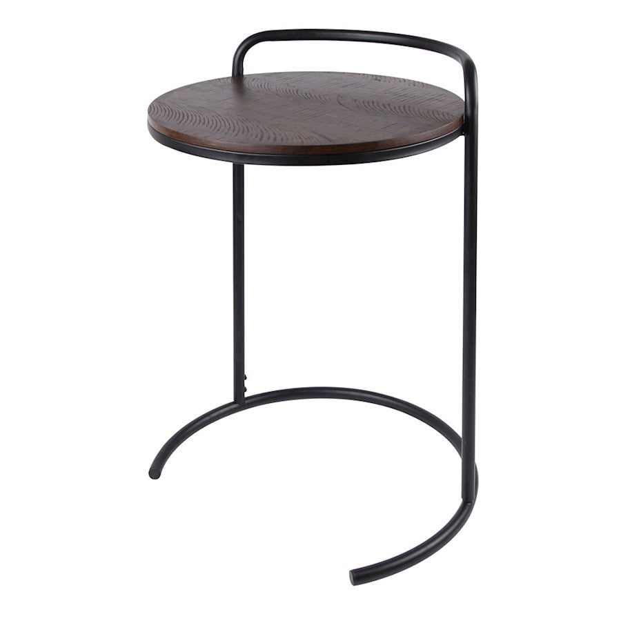 Canarm Davis 19in Wide C Table | Black and White Metal Faux Wood | Living Room & Bedroom Side Table | 19 x 19 x 27 in | Model 203597-01
