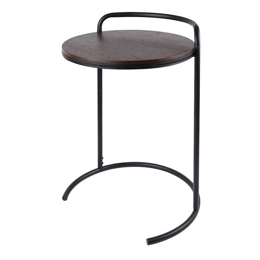 Canarm Davis 19in Wide C Table | Black and White Metal Faux Wood | Living Room & Bedroom Side Table | 19 x 19 x 27 in | Model 203597-01