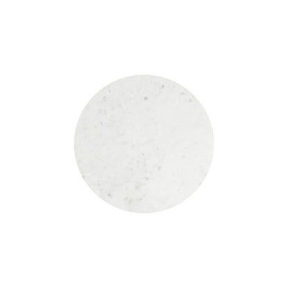 Canarm Nila 14in Round Side Table | Black Iron and White Marble Top | Living Room & Bedroom Accent | 14 x 14 x 22 in | Model 22ST157