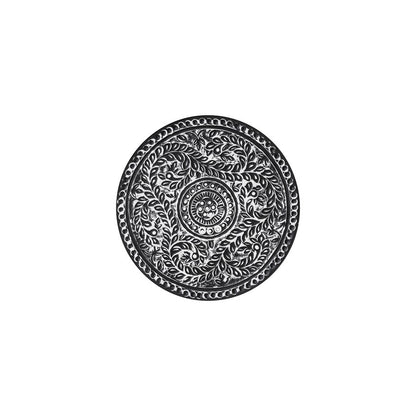 Canarm Navi 16in Round Side Table | Black Iron with White Antique Pattern | Living Room & Bedroom Accent | 16 x 16 x 20 in | Model 7521