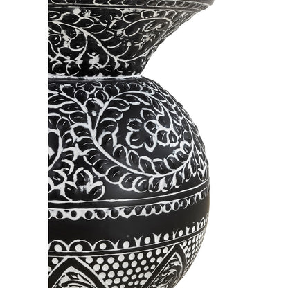Canarm Navi 16in Round Side Table | Black Iron with White Antique Pattern | Living Room & Bedroom Accent | 16 x 16 x 20 in | Model 7521
