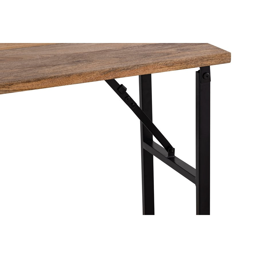 Canarm Deven 60in Console Table | Natural Wood Top and Black Iron Frame | Hallway & Entryway Accent | 60 x 15.5 x 32.5 in | Model 9000M