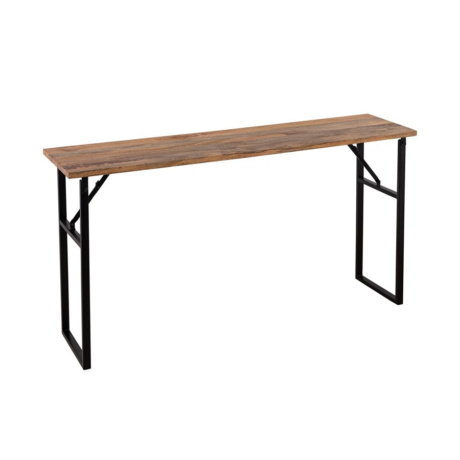 Canarm Deven 60in Console Table | Natural Wood Top and Black Iron Frame | Hallway & Entryway Accent | 60 x 15.5 x 32.5 in | Model 9000M