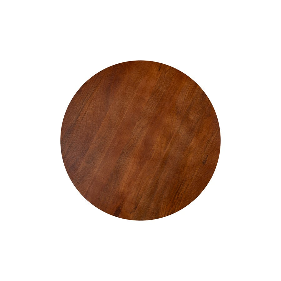 Canarm Delaney 36in Round Coffee Table | Mid-Century Medium Brown Mango Wood & Gold Trim | Living Room & Family Room | Model AF060124-06