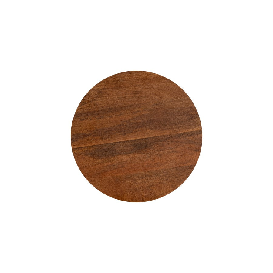 Canarm Delaney 16in Round Side Table | Mid-Century Medium Brown Mango Wood & Gold Trim | Living Room & Bedroom | 16 x 16 x 21 in | Model AF060124-07