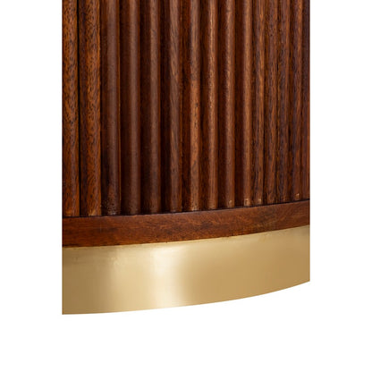 Canarm Delaney 16in Round Side Table | Mid-Century Medium Brown Mango Wood & Gold Trim | Living Room & Bedroom | 16 x 16 x 21 in | Model AF060124-07