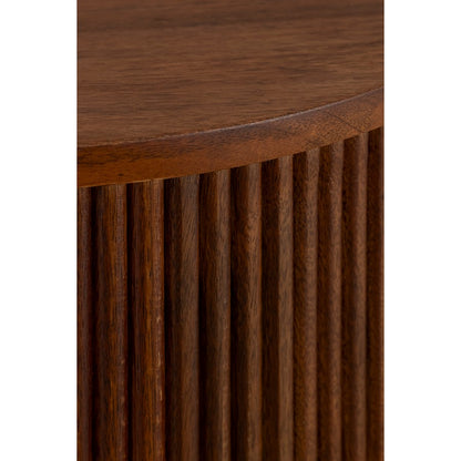 Canarm Delaney 16in Round Side Table | Mid-Century Medium Brown Mango Wood & Gold Trim | Living Room & Bedroom | 16 x 16 x 21 in | Model AF060124-07