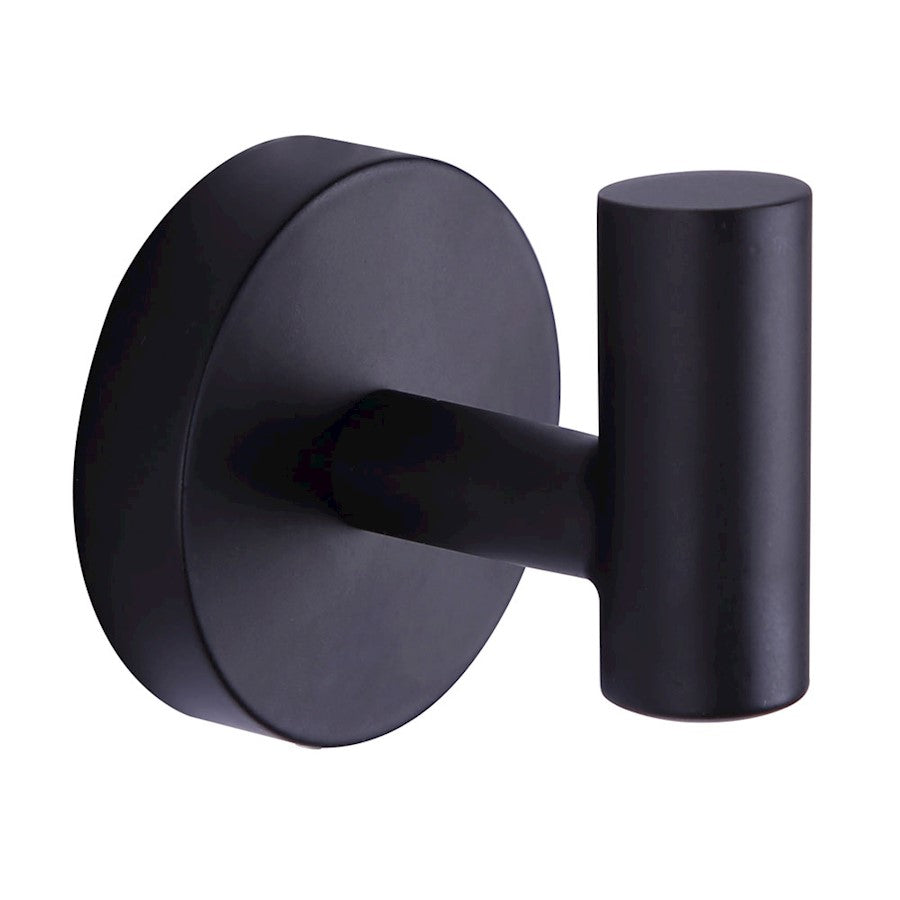 Canarm Cain 2in Bath Accessory | Black Metal | Bathroom Towel Hook & Robe Hook | W 2 x D 2 x H 2 in | Model BA103A02BK