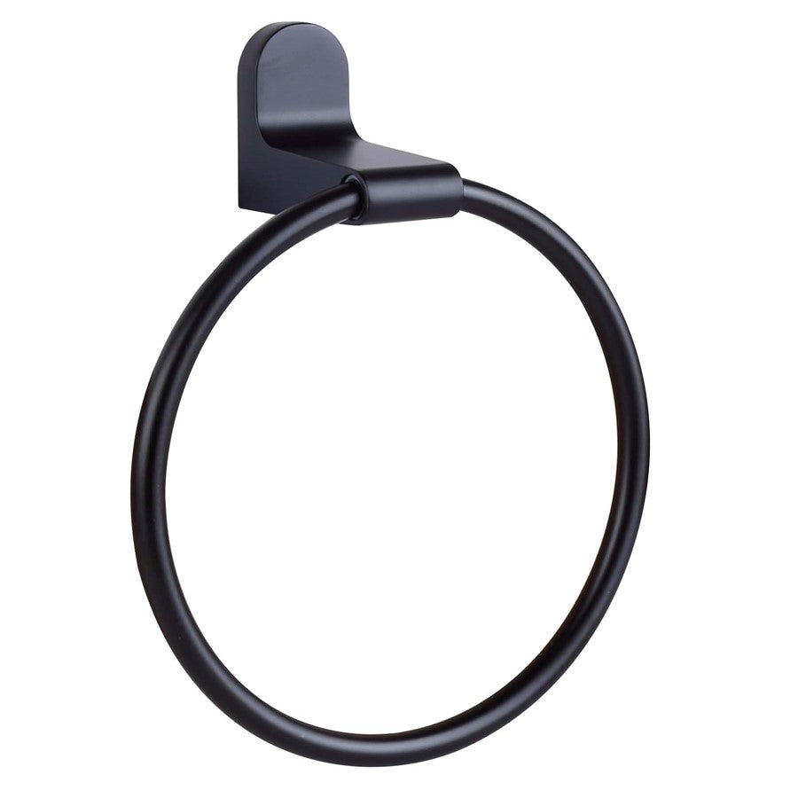 Canarm Lyla 6.75in Towel Ring | Matte Black Aluminum | Bathroom & Powder Room Towel Holder | 8in H | Model BA105A06BK