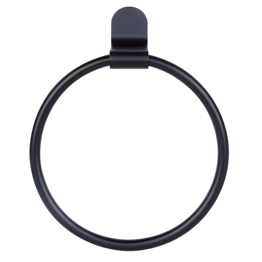 Canarm Lyla 6.75in Towel Ring | Matte Black Aluminum | Bathroom & Powder Room Towel Holder | 8in H | Model BA105A06BK