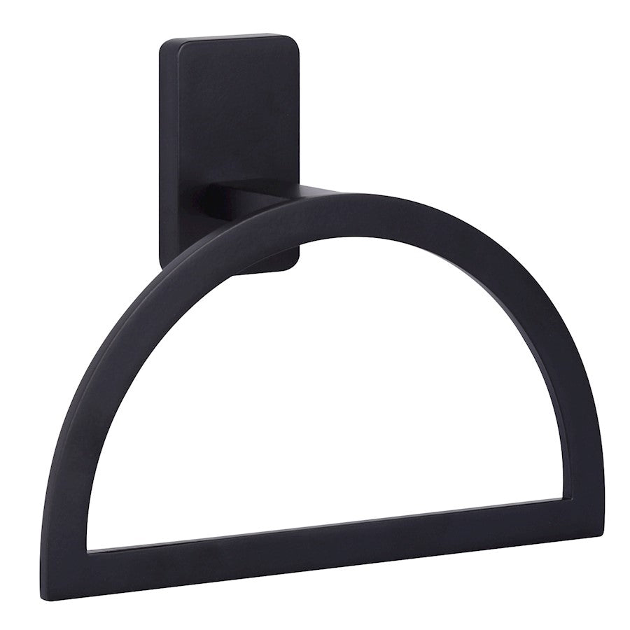 Canarm Archer 7in Towel Ring | Matte Black Metal | Bathroom & Powder Room Wall Mount | 7 x 2 x 6 in | Model BA106A06BK