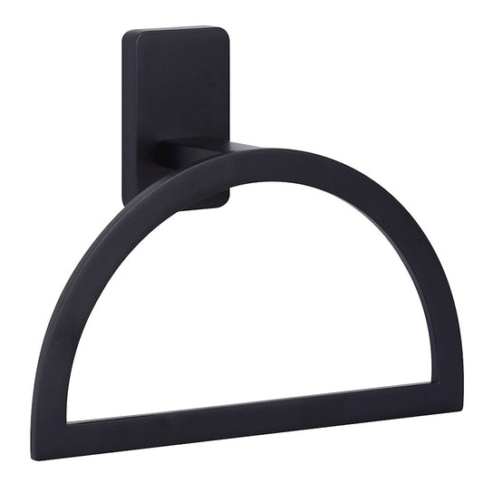 Canarm Archer 7in Towel Ring | Matte Black Metal | Bathroom & Powder Room Wall Mount | 7 x 2 x 6 in | Model BA106A06BK