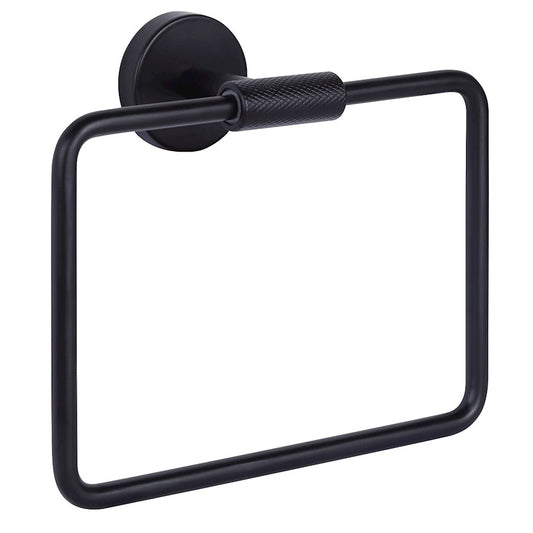 Canarm Varen Matte Black Metal Towel Ring | Wall Mounted Bathroom Towel Holder | 8 in W | Model BA108A09BK