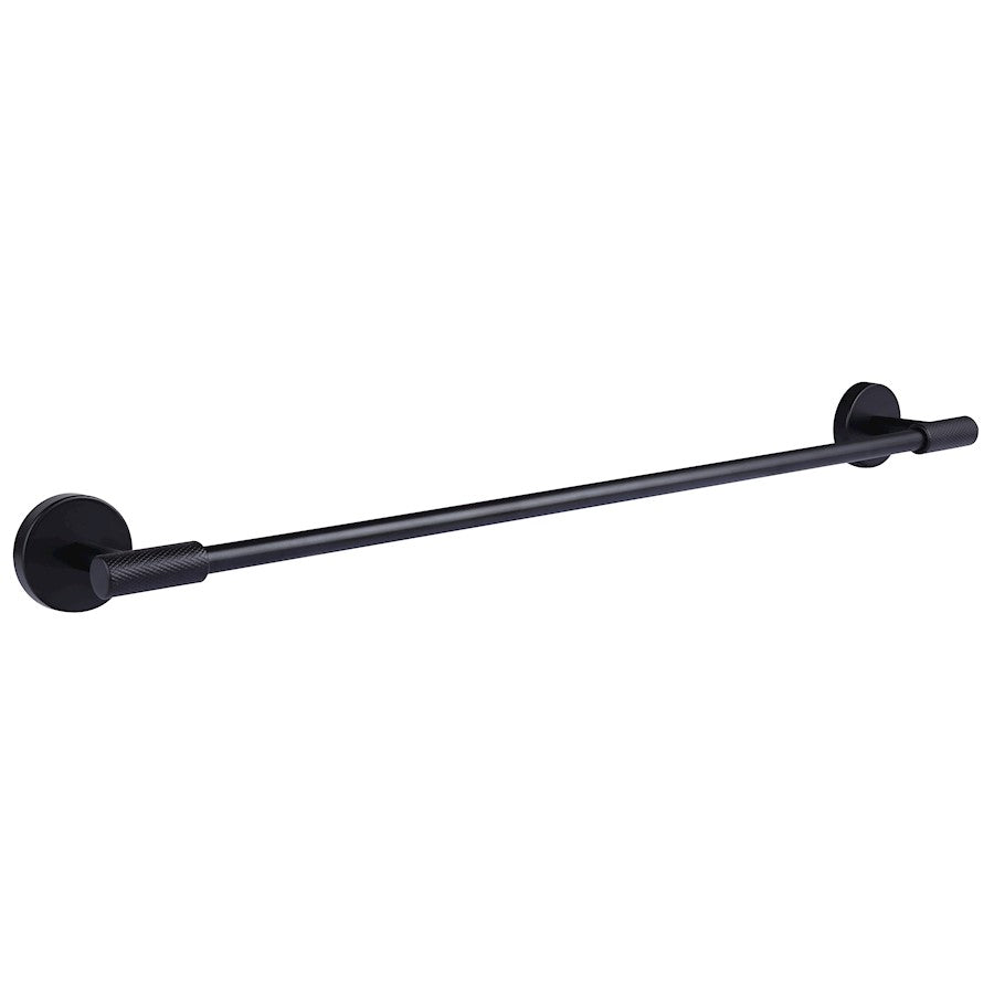 Canarm Varen 24in Towel Bar | Matte Black Metal | Bathroom & Powder Room Towel Holder | 24 x 3 x 2 in | Model BA108A24BK