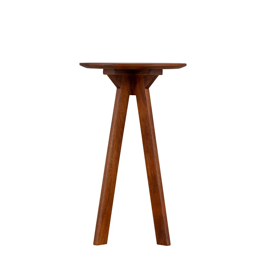 Canarm Charlie 12in Round Accent Table | Mango Wood with Angled Legs | Living Room & Bedroom Side Table | 12 x 12 x 20 in | Model BAC-AST014