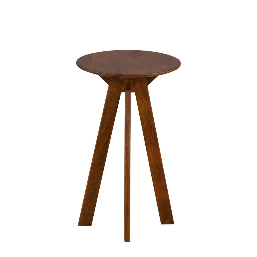 Canarm Charlie 12in Round Accent Table | Mango Wood with Angled Legs | Living Room & Bedroom Side Table | 12 x 12 x 20 in | Model BAC-AST014
