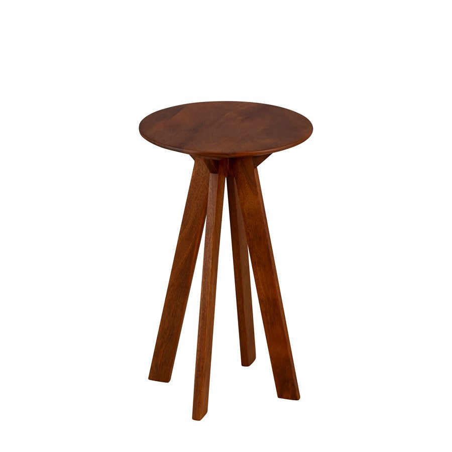 Canarm Charlie 12in Round Accent Table | Mango Wood with Angled Legs | Living Room & Bedroom Side Table | 12 x 12 x 20 in | Model BAC-AST014