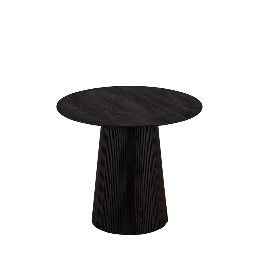 Canarm Madhy 22in Square Side Table | Black Ribbed Mango Wood | Living Room & Bedroom Accent | 22 x 22 x 20 in | Model BAC-SW4758BLK