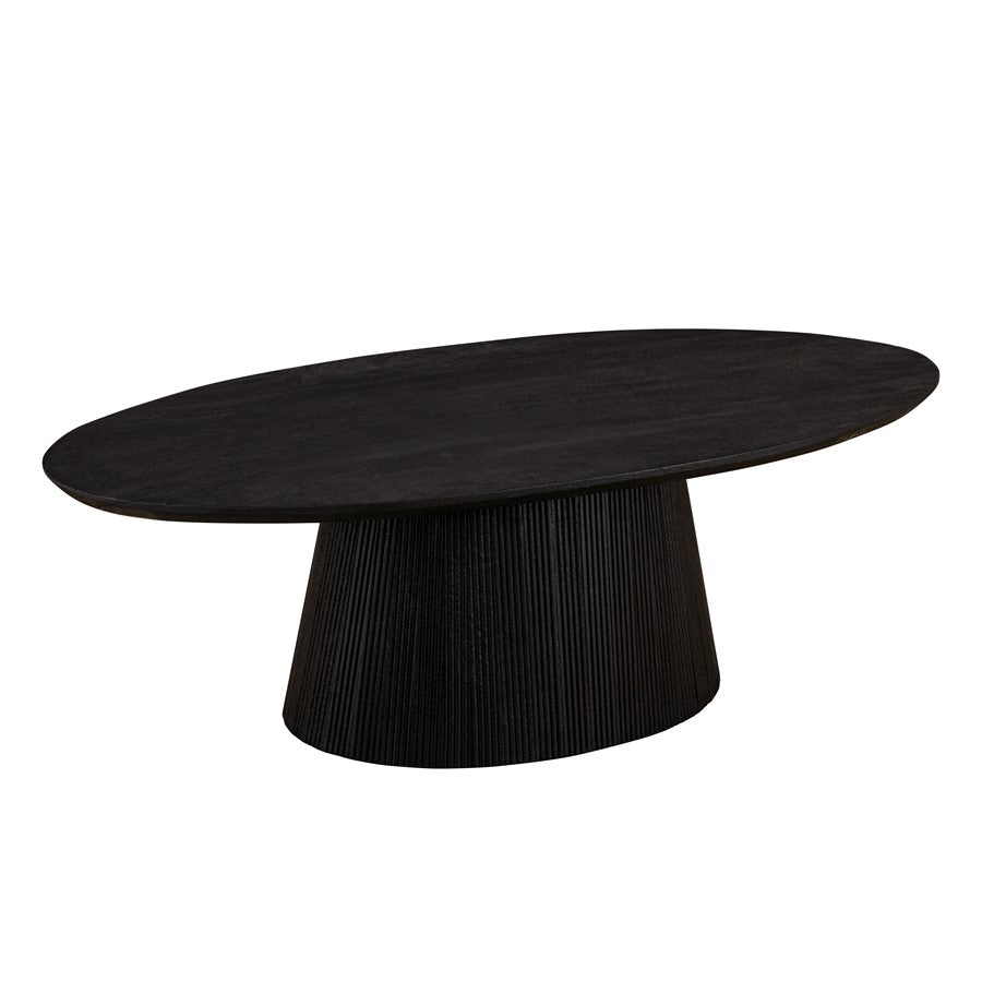 Canarm Madhy 48in Rectangular Coffee Table | Black Fluted Mango Wood | Living Room & Office Centerpiece | 48 x 24 x 16 in | Model BAC-SW4759BLK