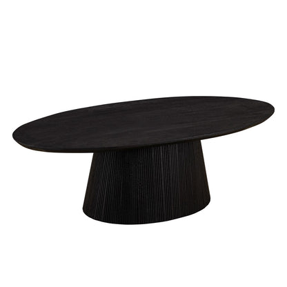 Canarm Madhy 48in Rectangular Coffee Table | Black Fluted Mango Wood | Living Room & Office Centerpiece | 48 x 24 x 16 in | Model BAC-SW4759BLK